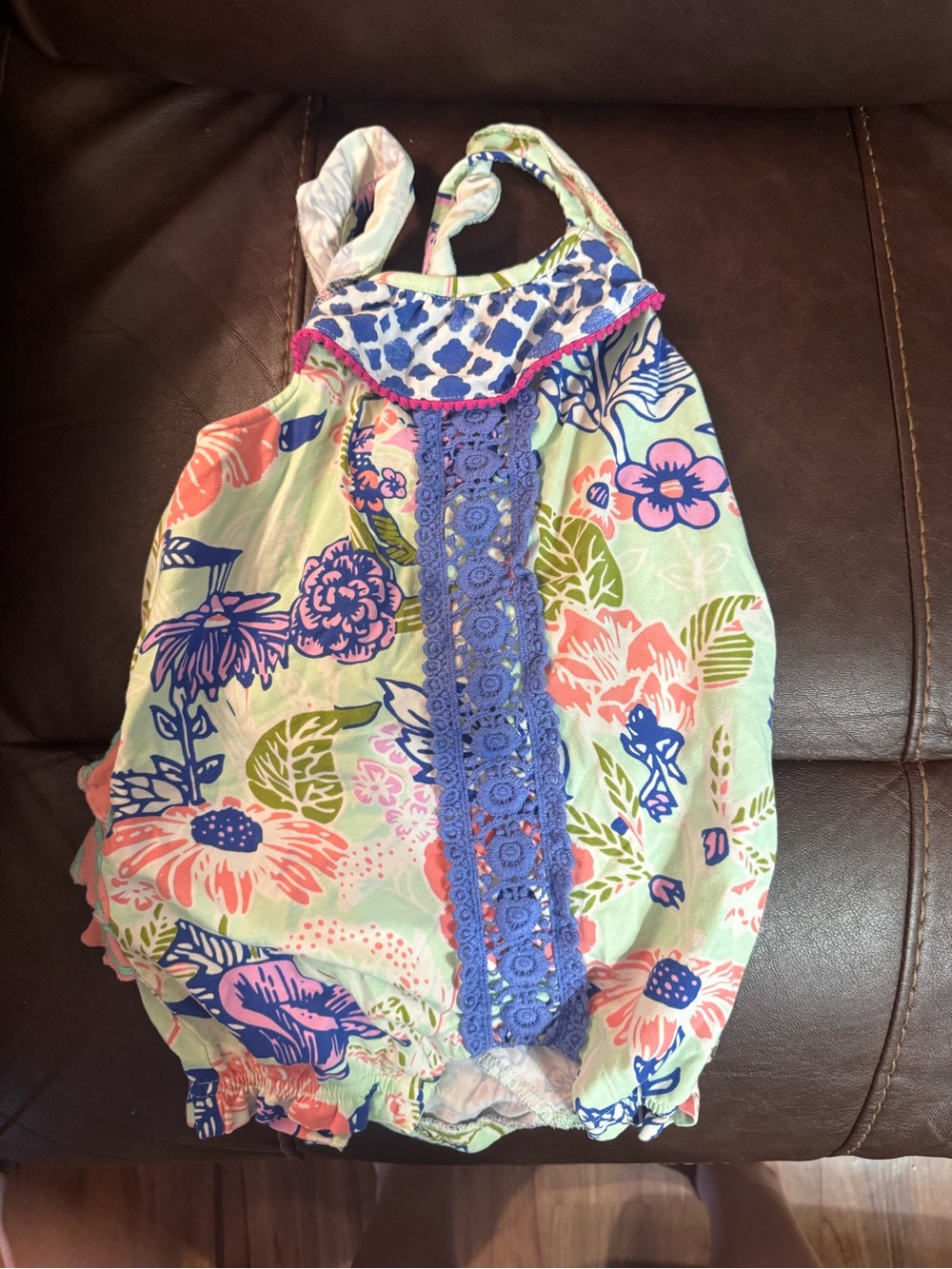 Matilda Jane Floral Halter Romper in Blue, Pink & Green